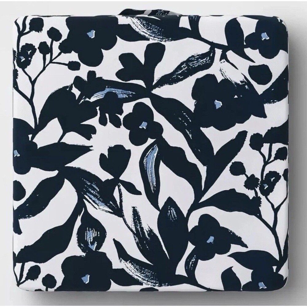 Room Essentials Floral Outdoor Deep Seat Cushion Jet Black 20"x20"x4.5" NEW